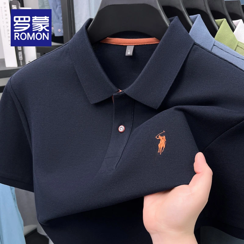 罗蒙男士纯棉短袖POLO衫男款新款商务体恤夏季薄款休闲半袖T恤男