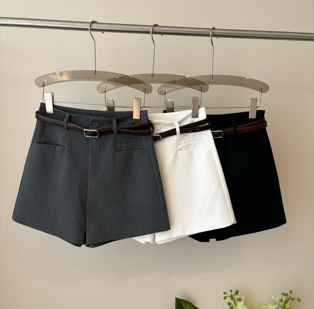 高腰短裤修身显瘦小黑裤女款黑色宽松网红百搭时尚简约