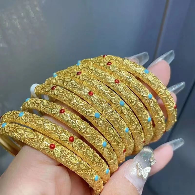 足银珐琅手镯 时尚气质百搭金银古法小皇后手镯珐琅手镯