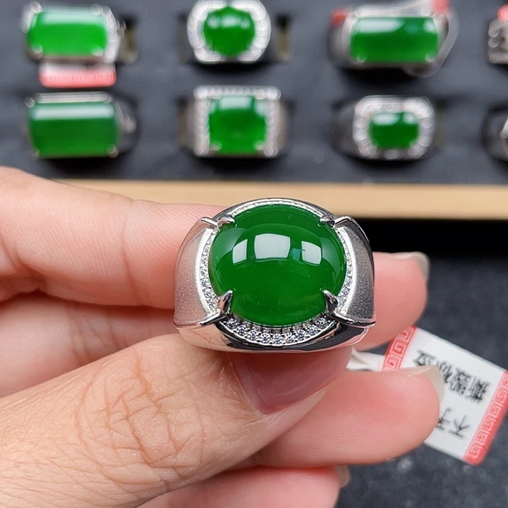 翡翠银S925镶嵌戒指编号3980没运费险