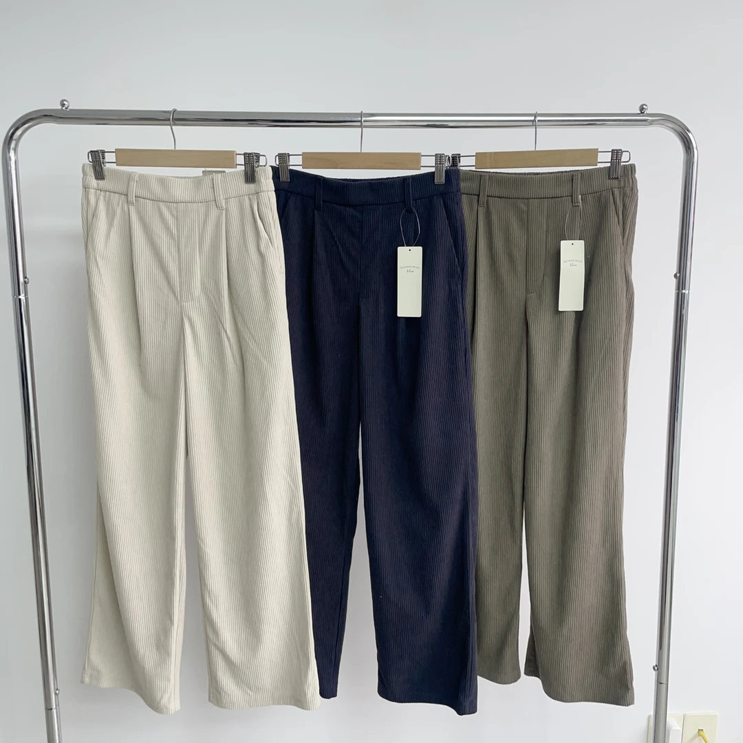 T133 春款文艺风侧插口袋直筒休闲裤