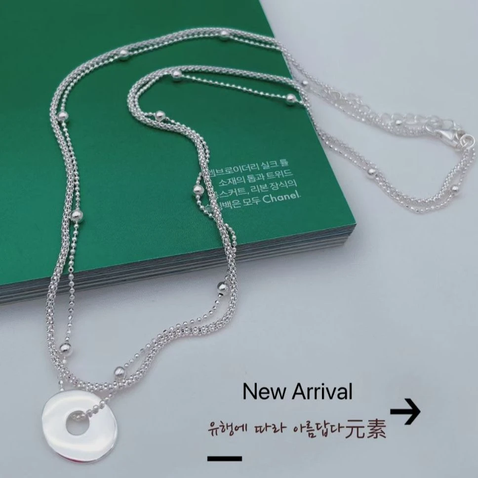 链子925银 X1936    简韩新款圆泡珠双层项链40+5CM