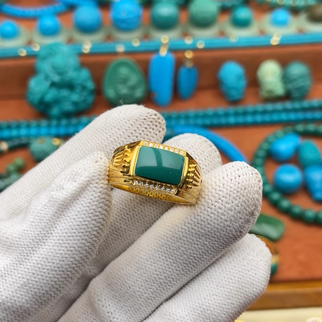 绿松石18K金镶嵌珠宝奇石