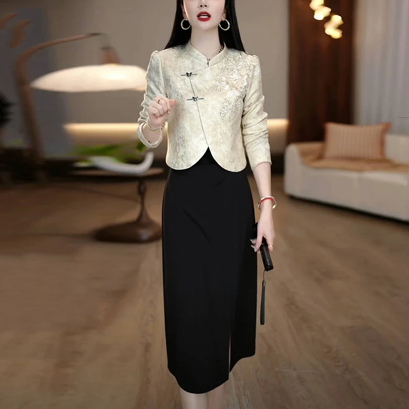 时尚中国风气质裙子套装春季2025新款洋气女神范减龄两件套连衣裙