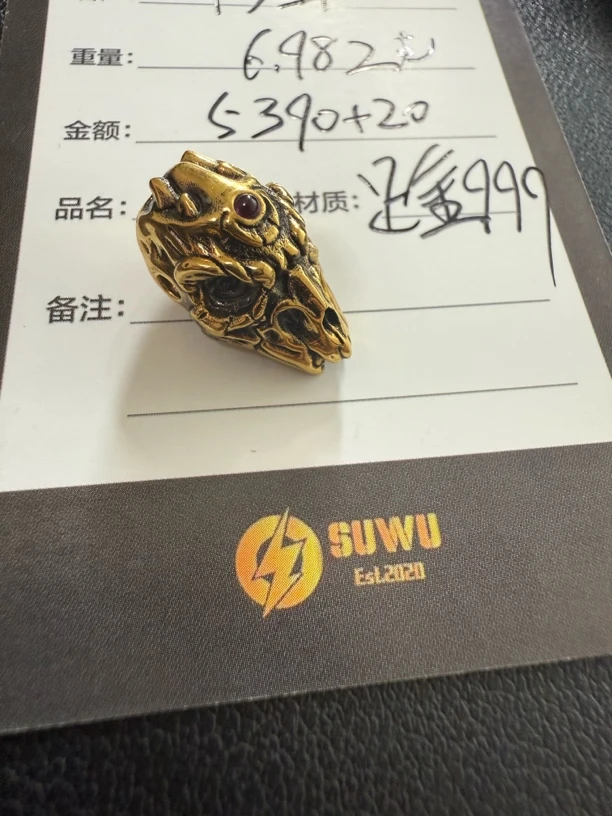 足金999电黑工艺鸟三通文玩