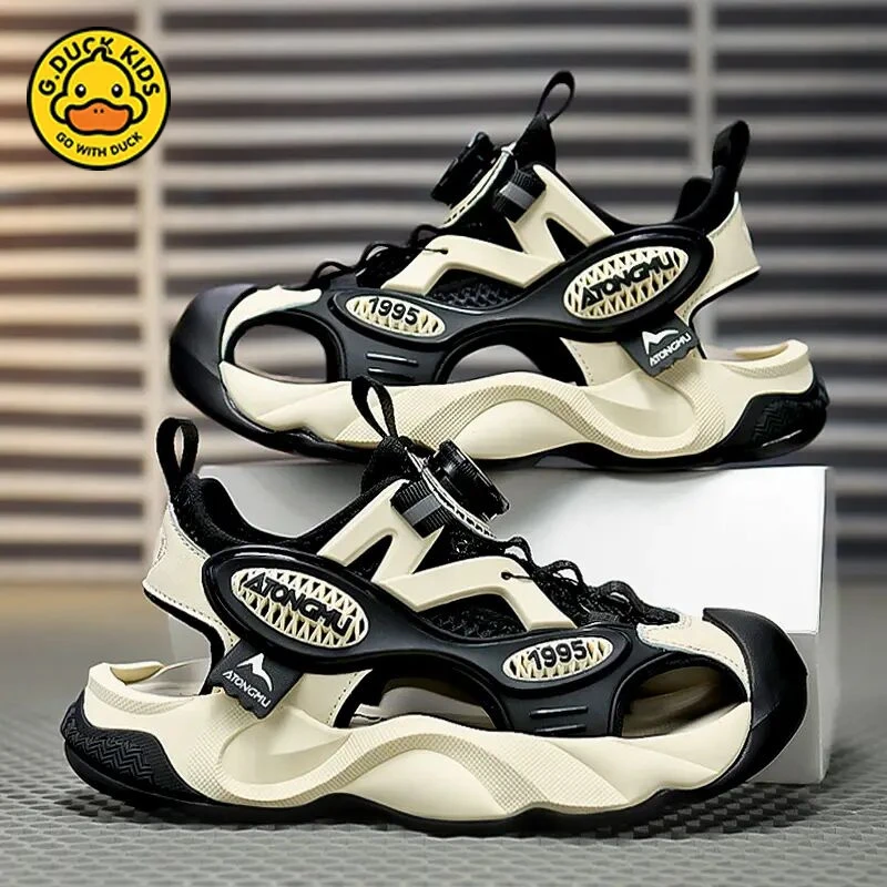 潮牌小黄鸭包头男童凉鞋软底轻便防滑夏季2025新款儿童男孩小学生