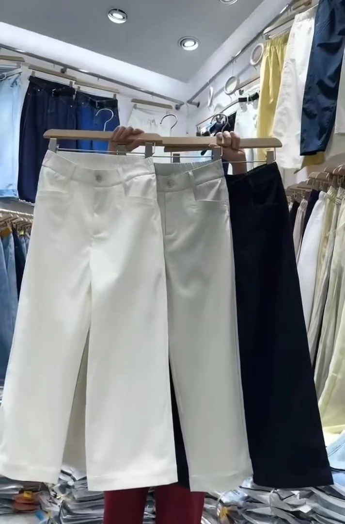 【卡蔻】25180夏季钛金棉小直筒裤
