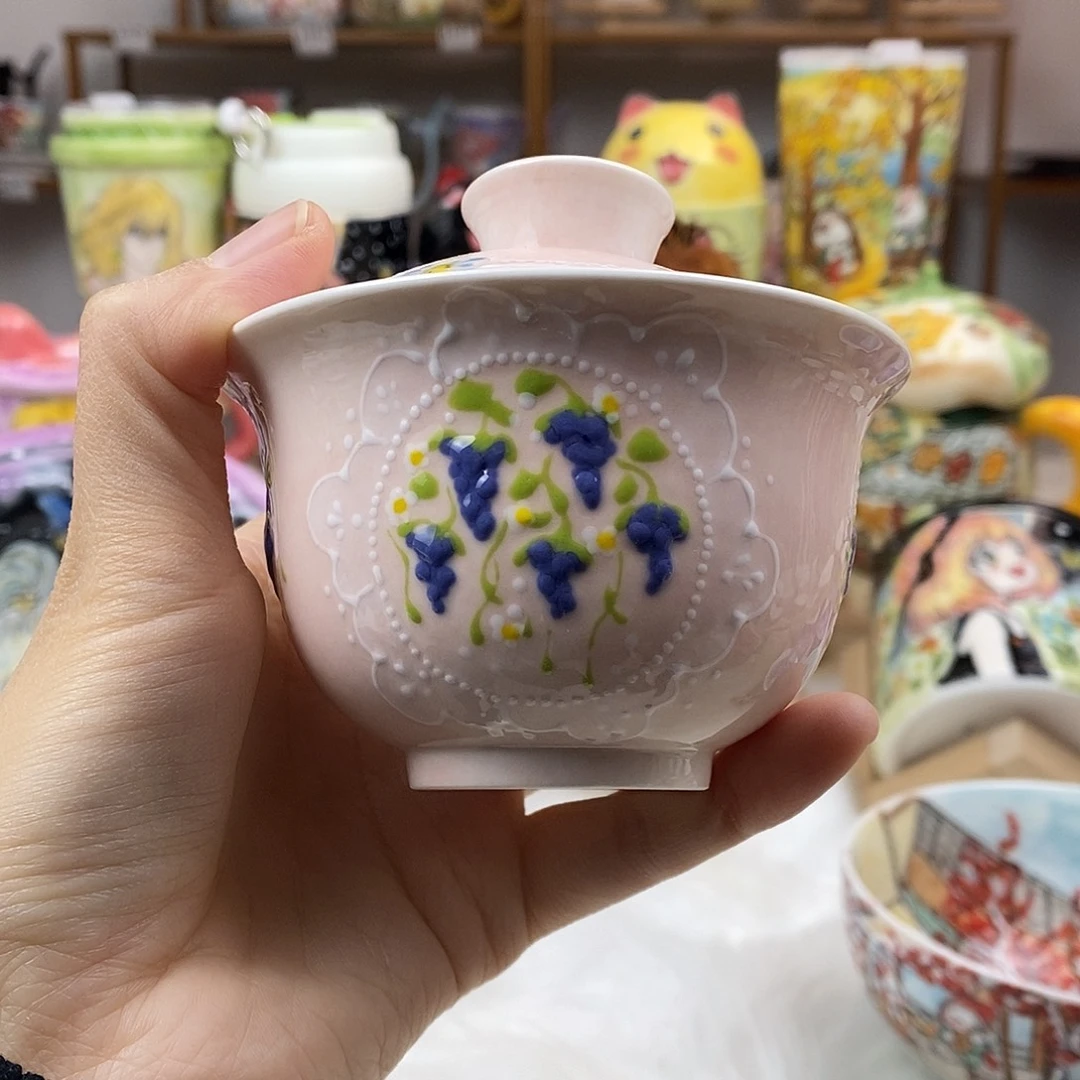 瓷片董董文创手绘陶瓷