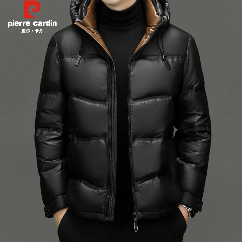 皮尔卡丹正品冬季新款加厚保暖男士羽绒服时尚防寒连帽高档外套潮