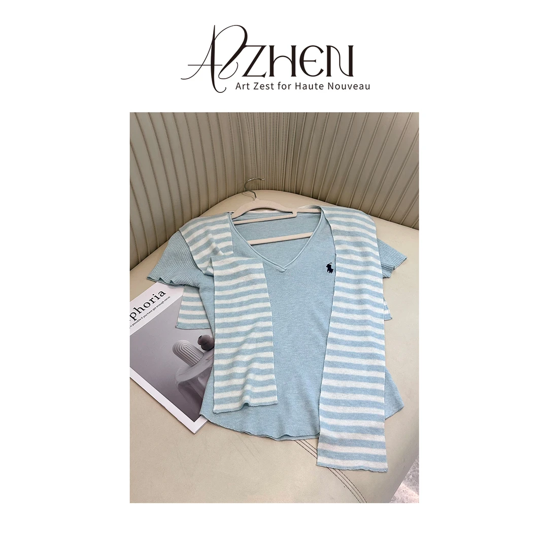 AZZHEN【尼斯游记】休闲针织两件套小香风AZ4KBT33-00上衣夏季气质
