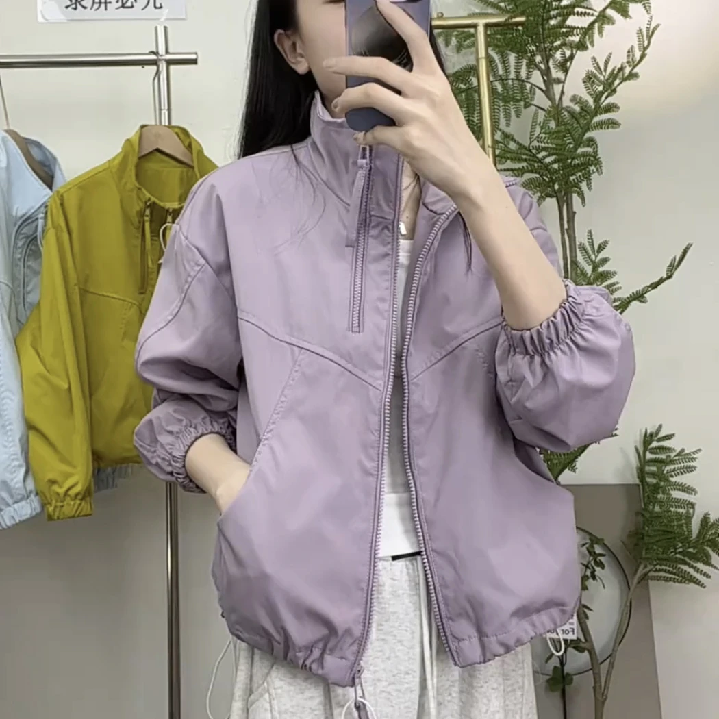 原版双层冲锋衣学院风立领棒球服外套女春季新款工装夹克上衣