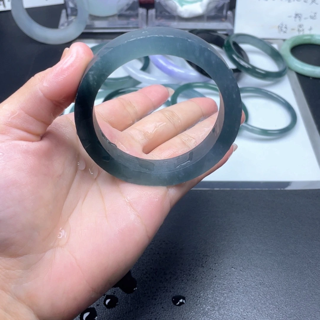 桃***姥定制翡翠手镯定制未镶嵌