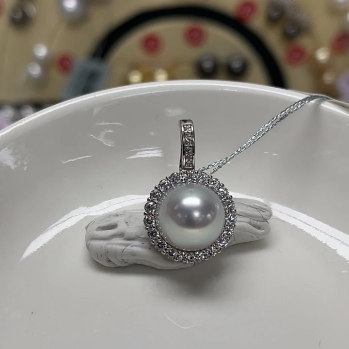 海水珍珠颈饰银S925镶嵌澳白 11-12mm 115号