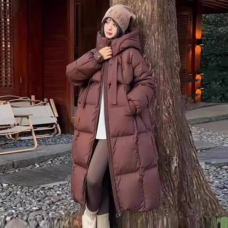 【敏妹妹优选】811宽松加厚女棉服连帽保暖过冬中长款过膝棉袄