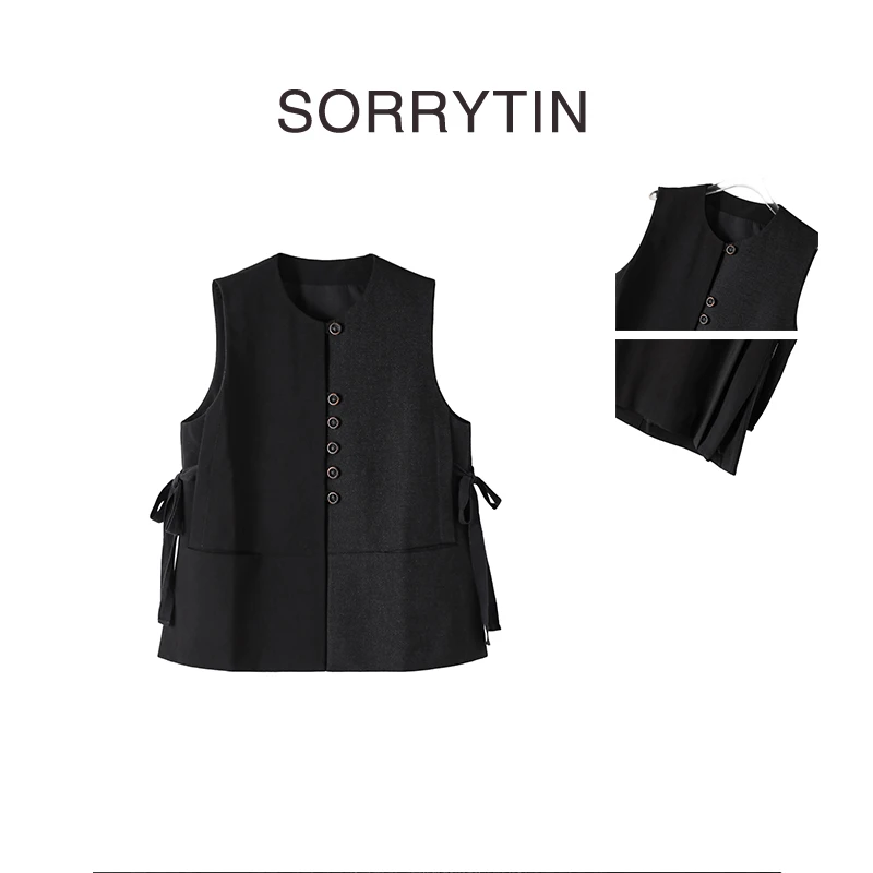 《意外美》SORRYTIN 上身很好特别 面料拼接设计师款马甲小外套