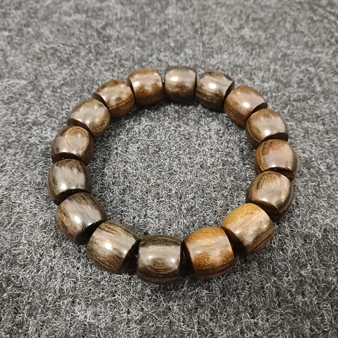 黑金龙鳞贡木1.4鼓珠单圈手串