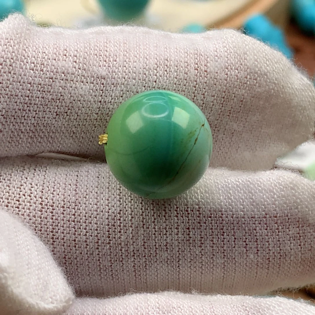 绿松石未镶嵌珠宝奇石水波纹 13.6mm