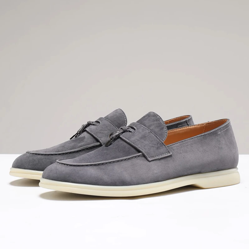 春夏新款英伦风真皮羊猄磨砂男士豆豆鞋休闲皮鞋潮流苏乐福单鞋子