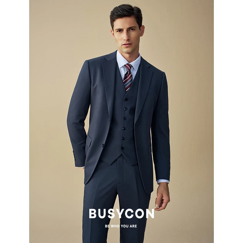 雾蓝色男士西装修身西服婚礼新郎结婚高级感男工作正装外套