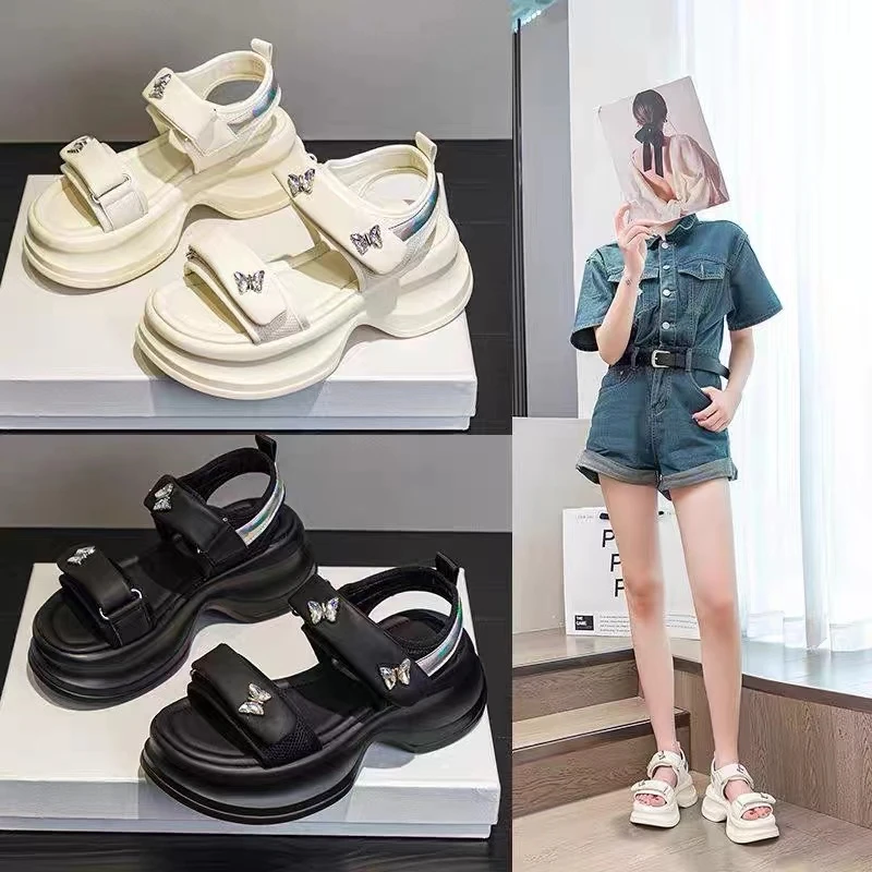 9385-2网红超火女凉鞋2025夏季厚底休闲运动女凉鞋