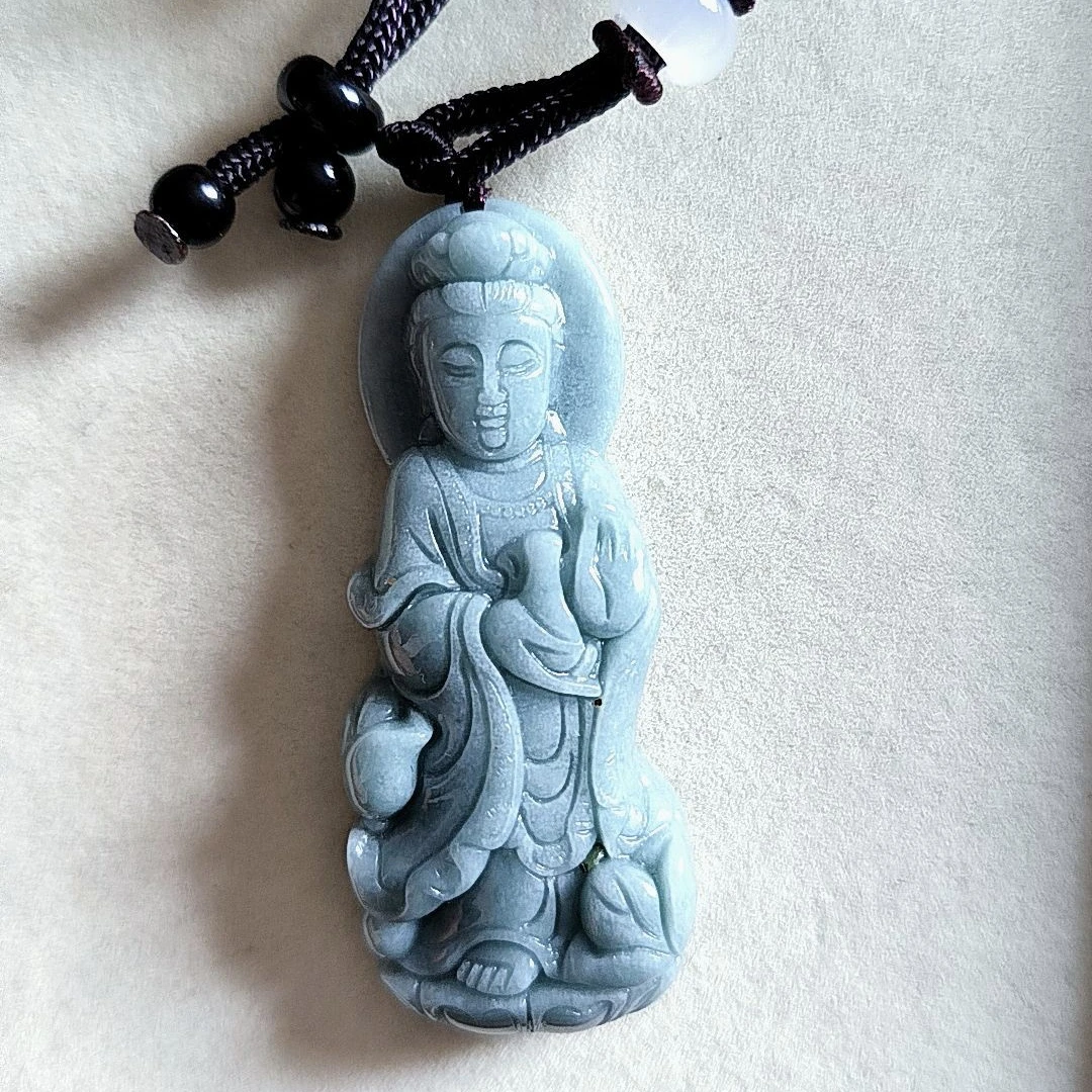 天然岫玉玉净瓶观音