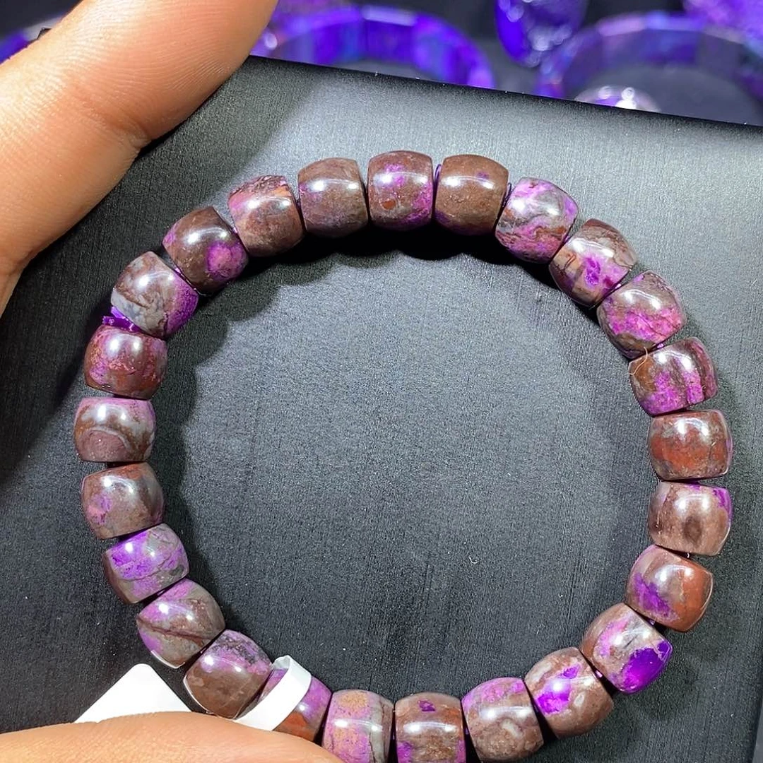 苏纪石（舒俱来）未镶嵌南非老矿舒俱来咖皮桃红凝胶面包珠单圈