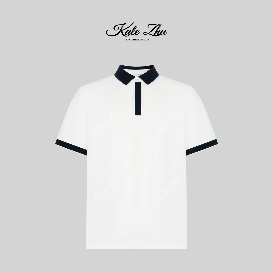 【KALE ZHU】 “暗门筒”撞色螺纹索罗娜珠地polo KZZA2T578