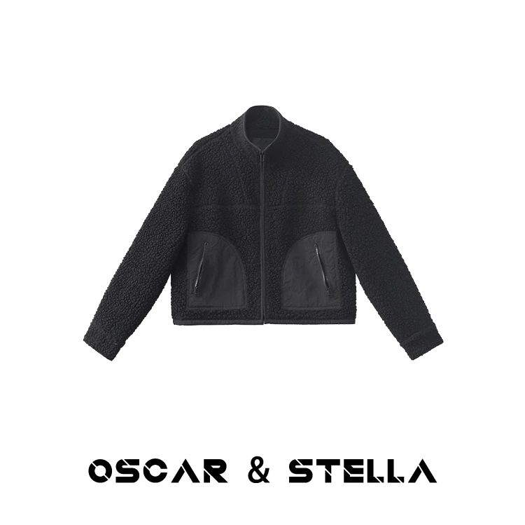 OSCAR&STELLA【温暖过冬】绵羊毛混纺摇粒绒宽松立领外套 092立领