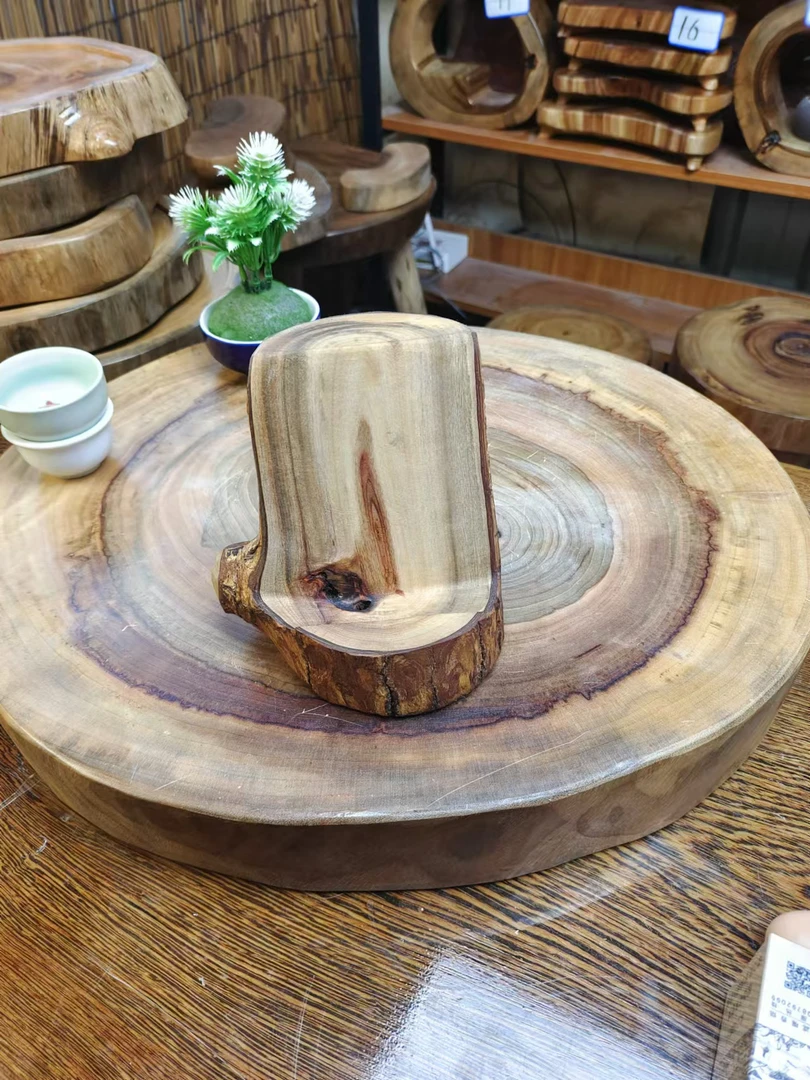 香樟木实木原皮手机支架看剧神器