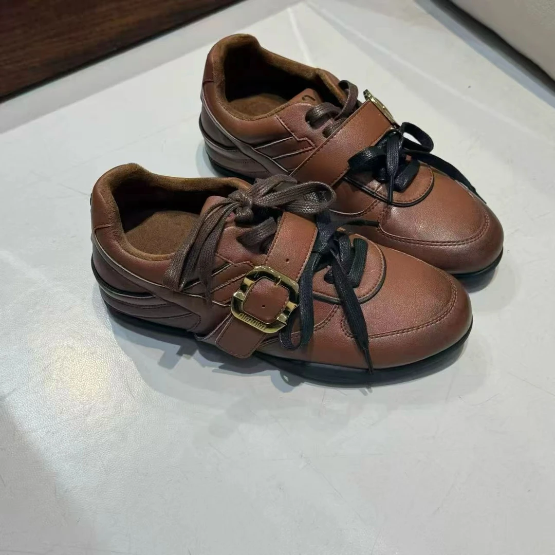 走秀款～进口擦色小牛皮鸳鸯鞋带休闲鞋阿甘鞋女德训鞋96108/C