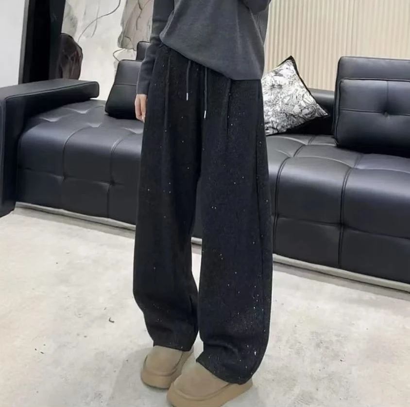 【银河糯米裤】2025春女童百搭宽松阔腿裤中大童撒银工艺潮流休闲裤