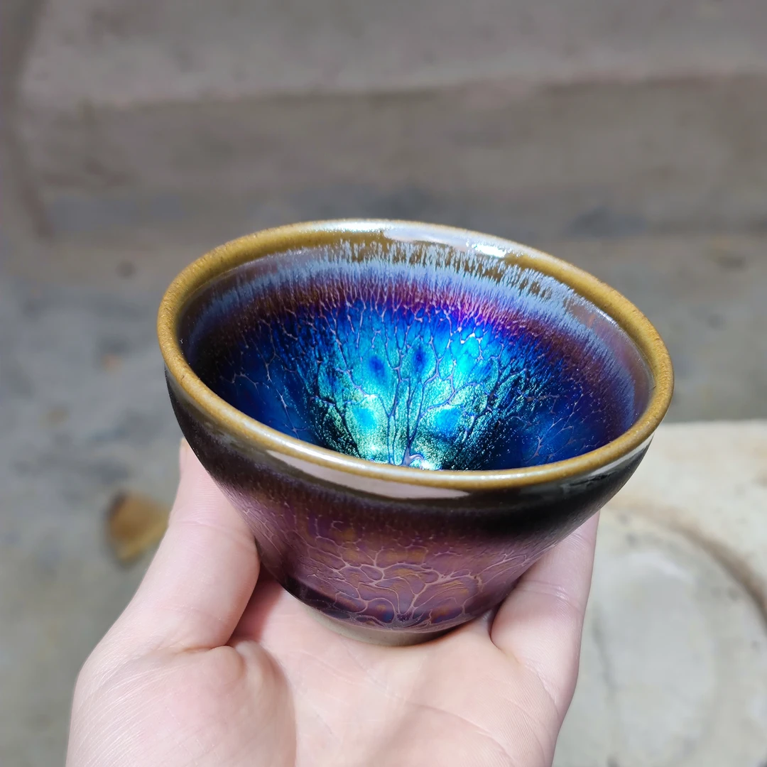 建窑--建盏 七彩蝶恋花 茶盏主人杯礼盒装带溯源证书 电烧