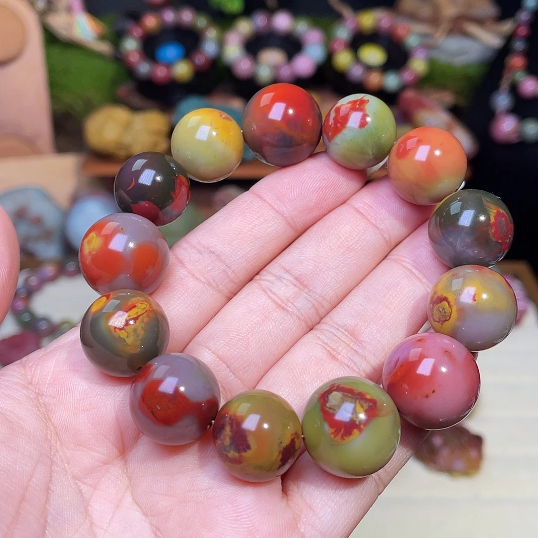 鲸***海玛瑙/玉髓未镶嵌手串盐源玛瑙收藏油画光珠手串