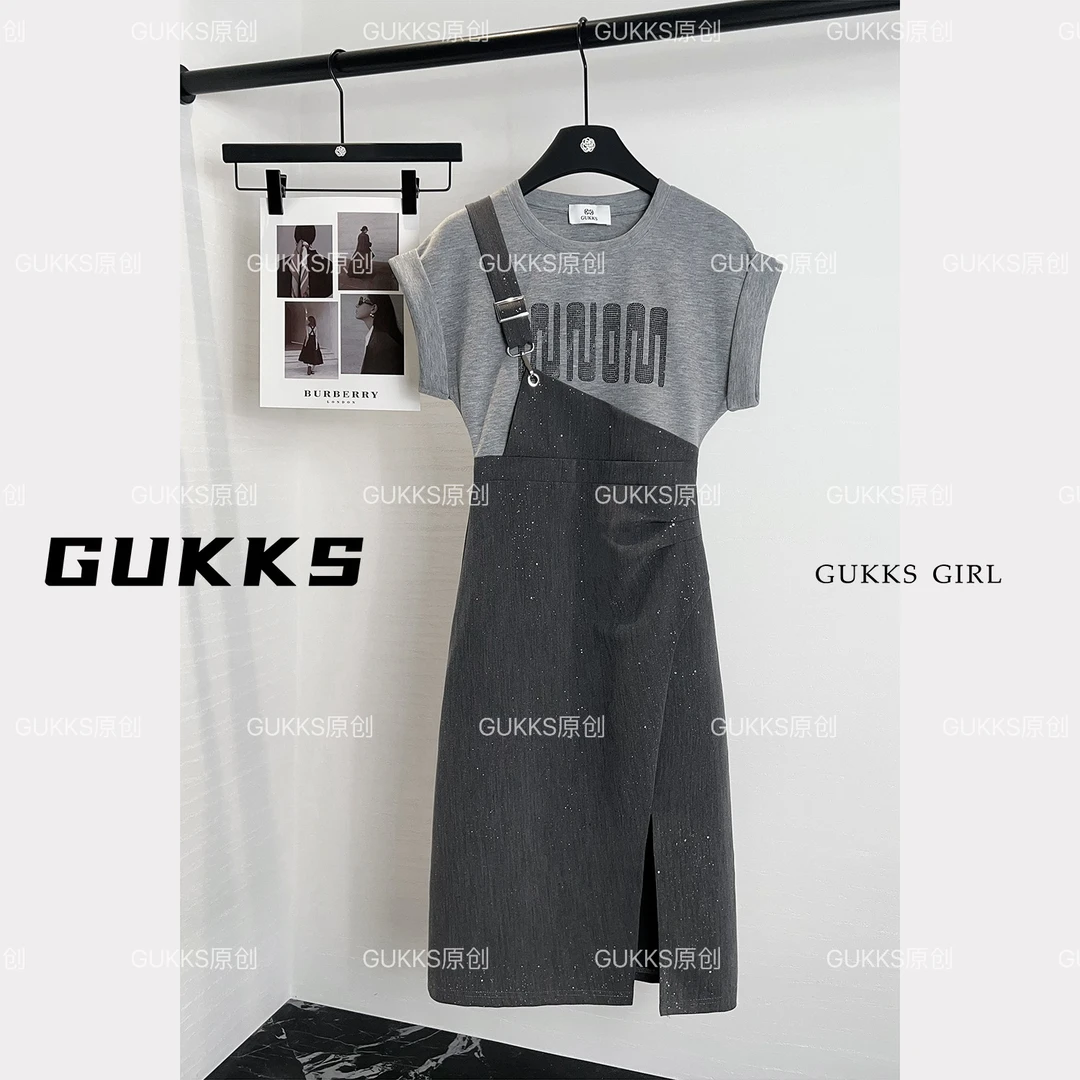 GUKKS/雅致拼色加两件气质显瘦女装连衣裙