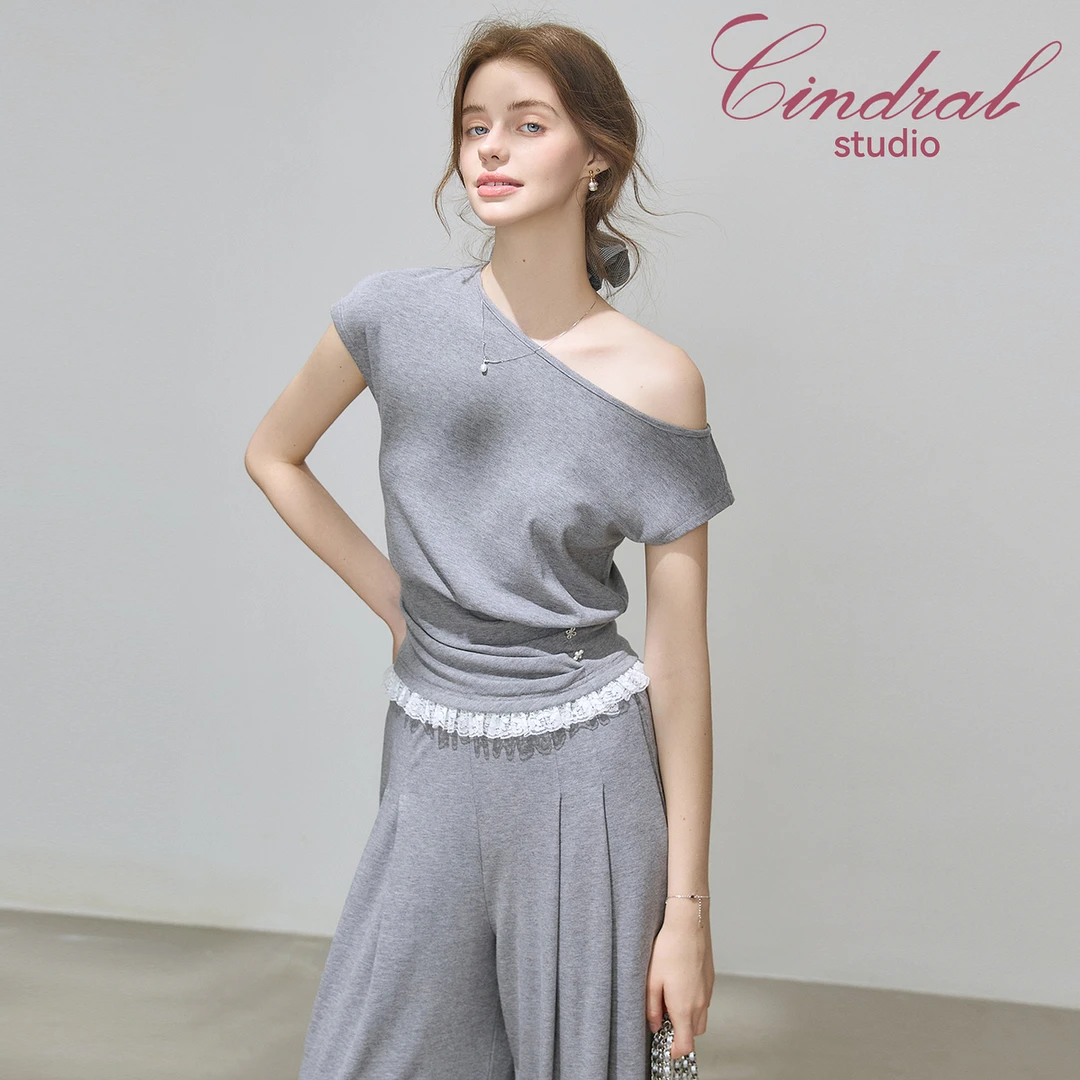 【熙地】圆领韩系短袖阔腿裤短款休闲简约修身时尚套装 C85XT0435H