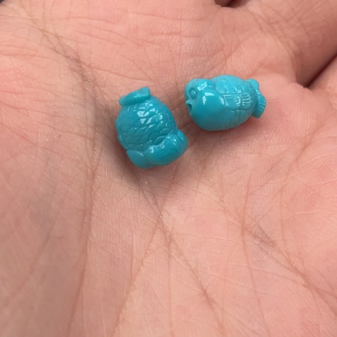 绿松石合金挂件金鱼雕件