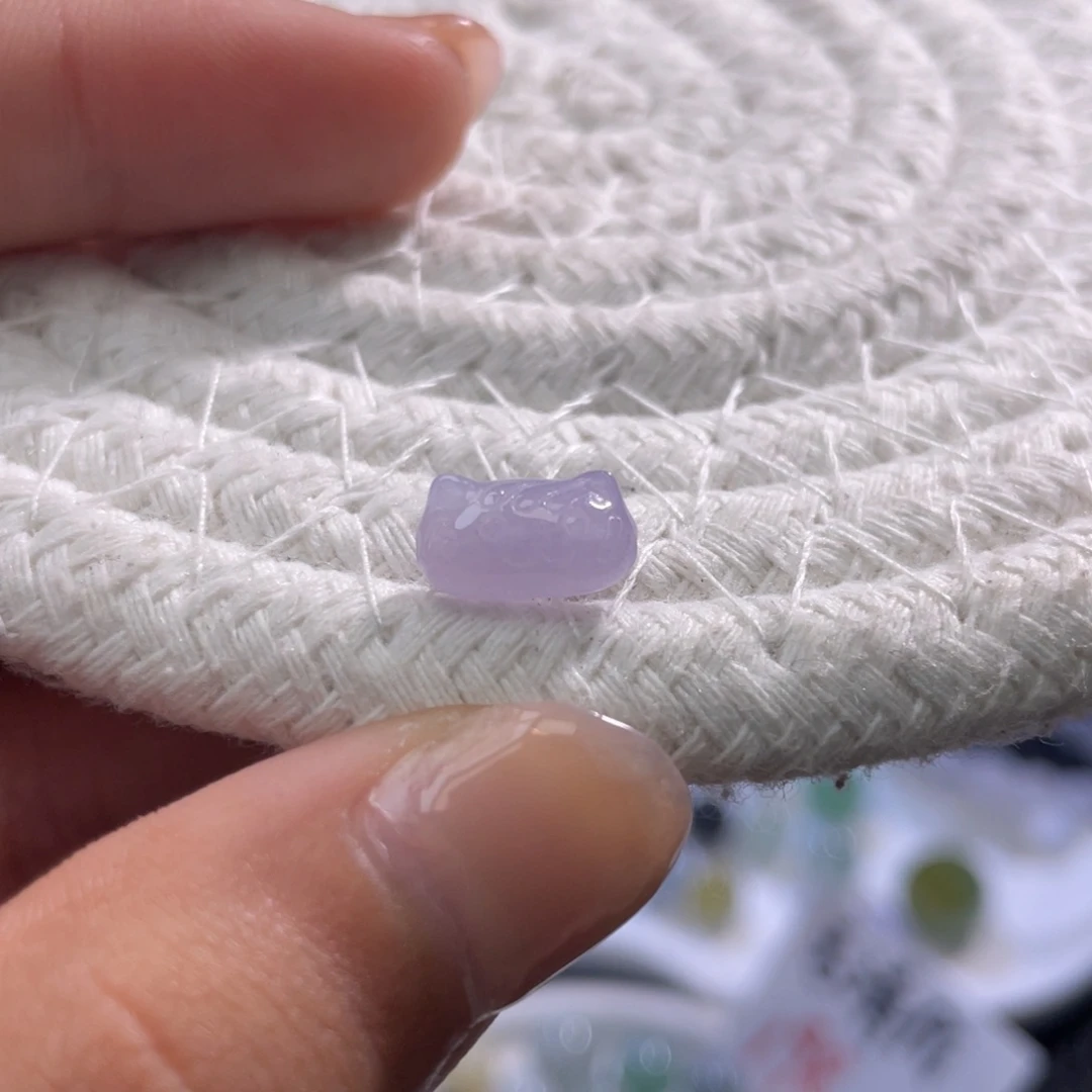 散珠翡翠特色粉紫小猫卡10.3-6-5mm