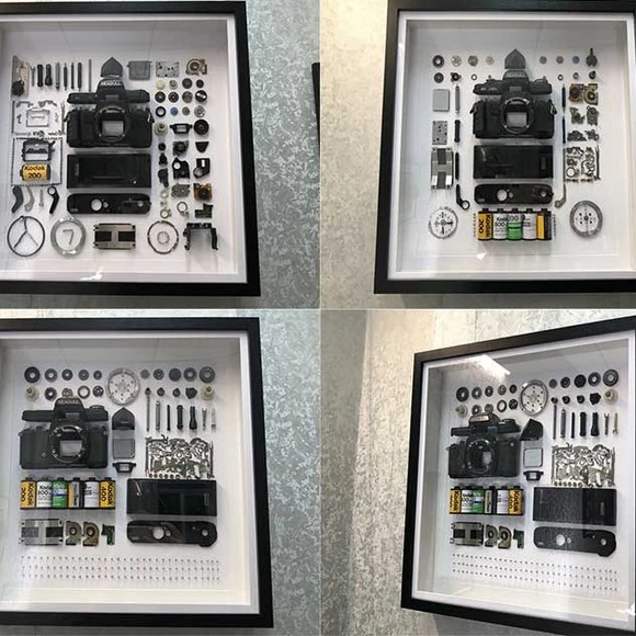 真相机拆机装饰画挂画复古实木相框画手工拆解相机零件画现代简约