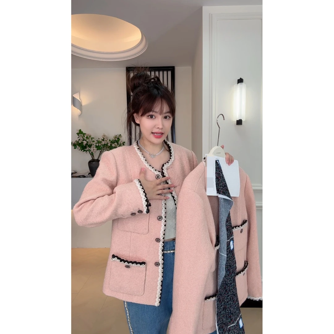 【sKycaptian】YB开发小香风手工钉珠羊毛外套（里衬定制）