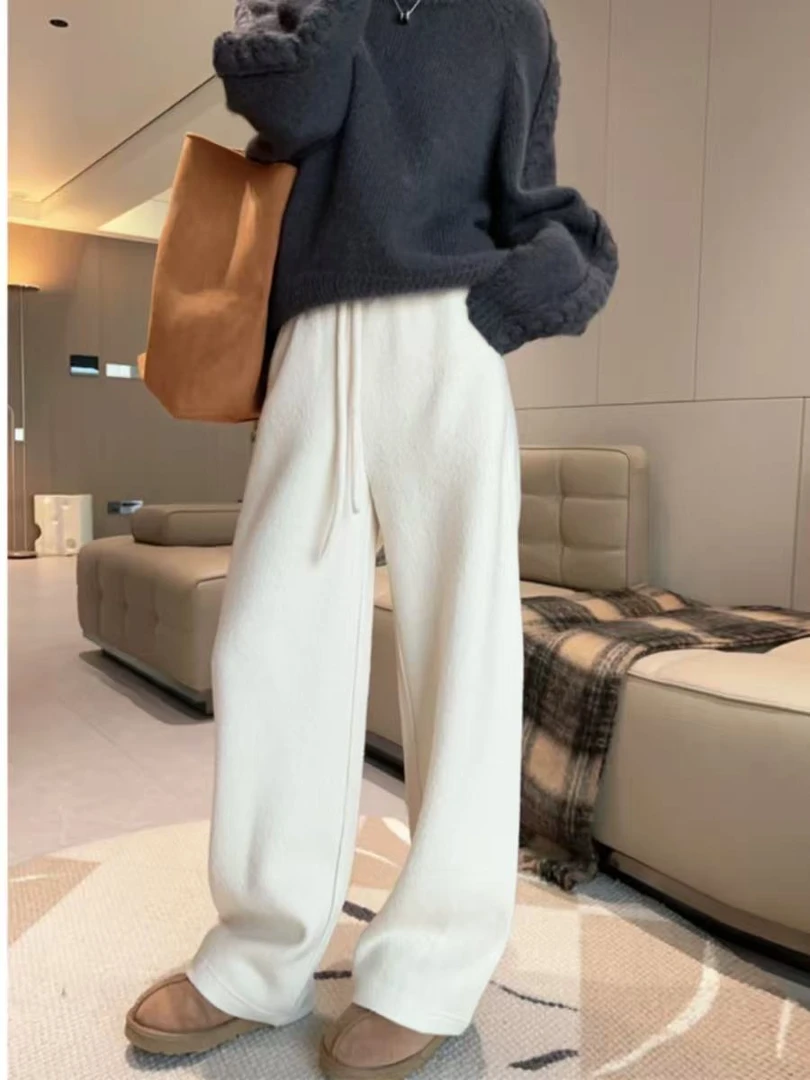 ZH 68518新款秋冬高质百搭牦牛绒休闲阔腿裤