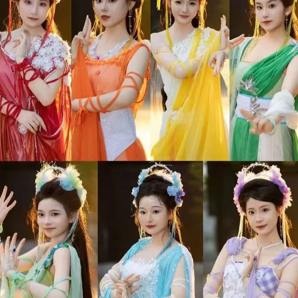 欢天喜地【七仙女】飘逸汉服仙气古风连衣裙刺绣印花多色爆款