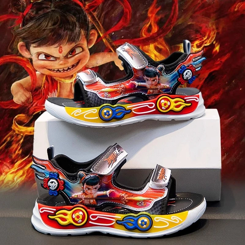 小黄鸭儿童哪吒凉鞋2025新款男童运动沙滩凉拖软底防滑男孩夏季鞋