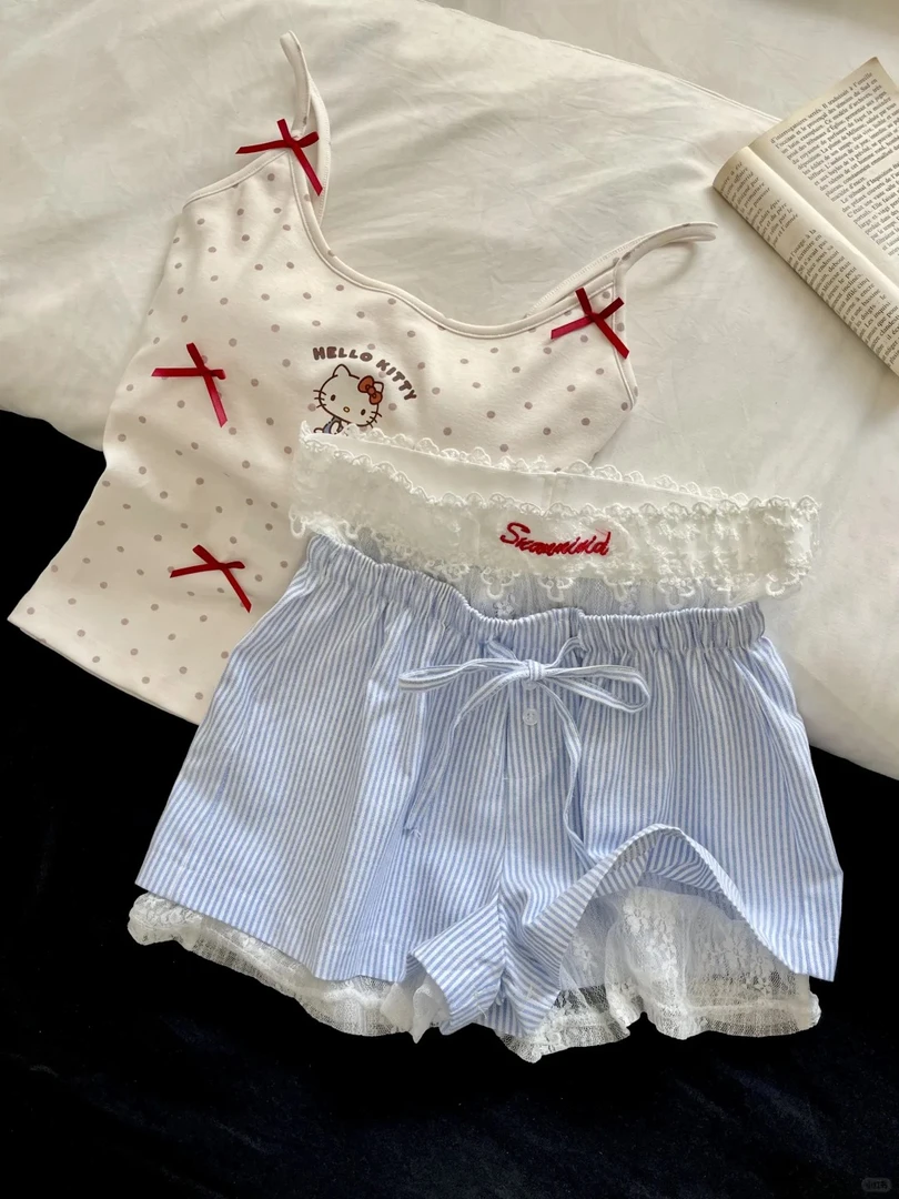 【DMXJ大梦想家】蕾丝设计感带胸垫吊带睡衣女夏季款2025套装家居服