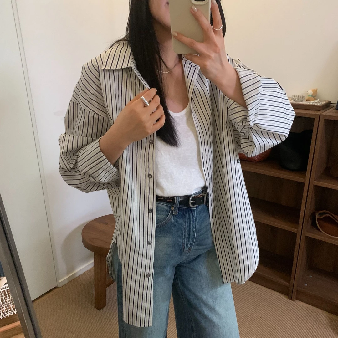 Aswee阔版条纹衬衫