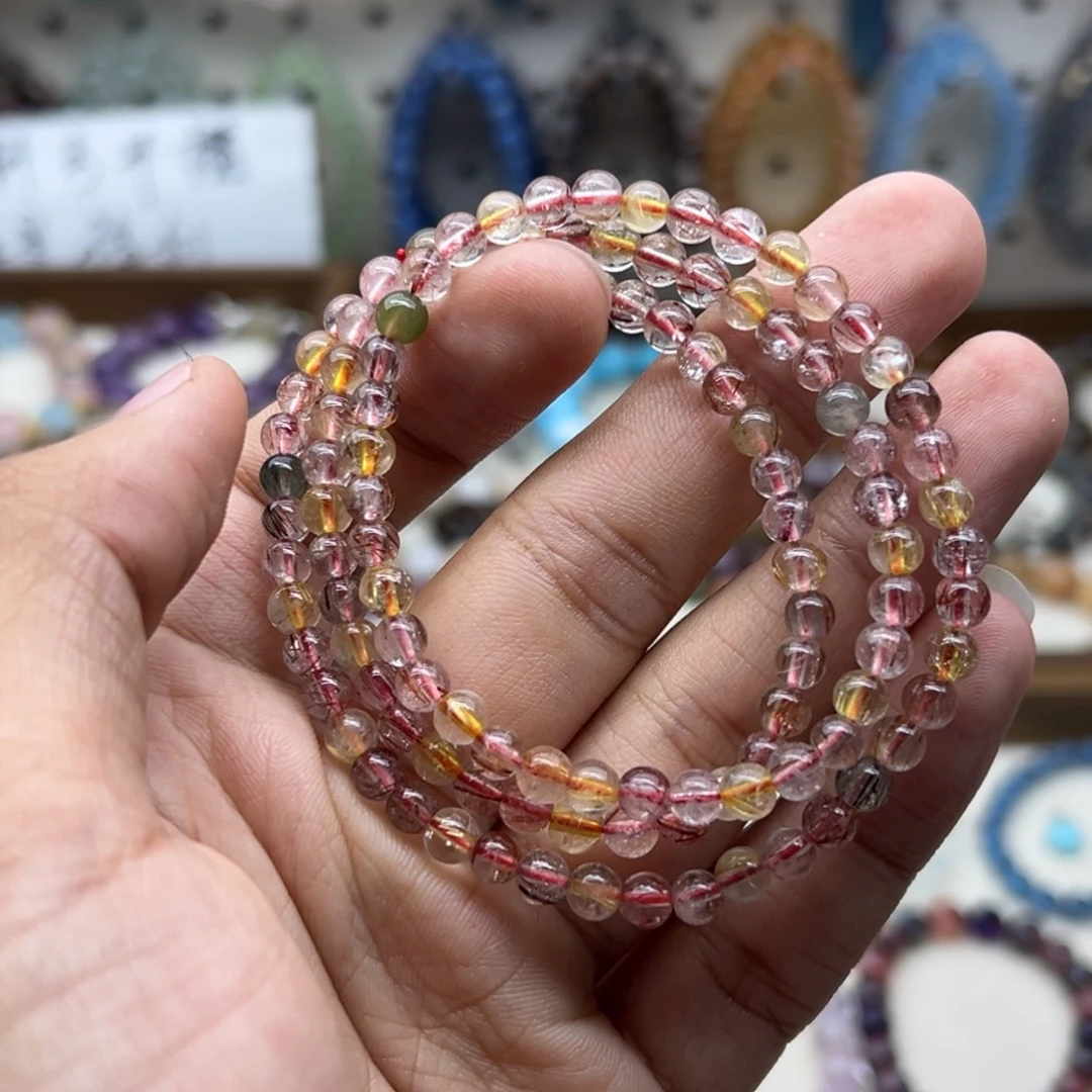 水晶手链未镶嵌彩发晶三圈