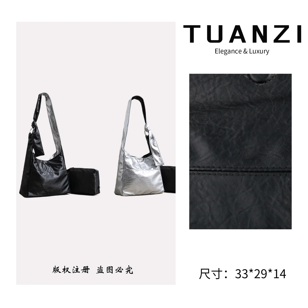 TUANZI〖高端玩家〗新款经典女士轻奢时尚腋下女包 SK-92656-黑/银