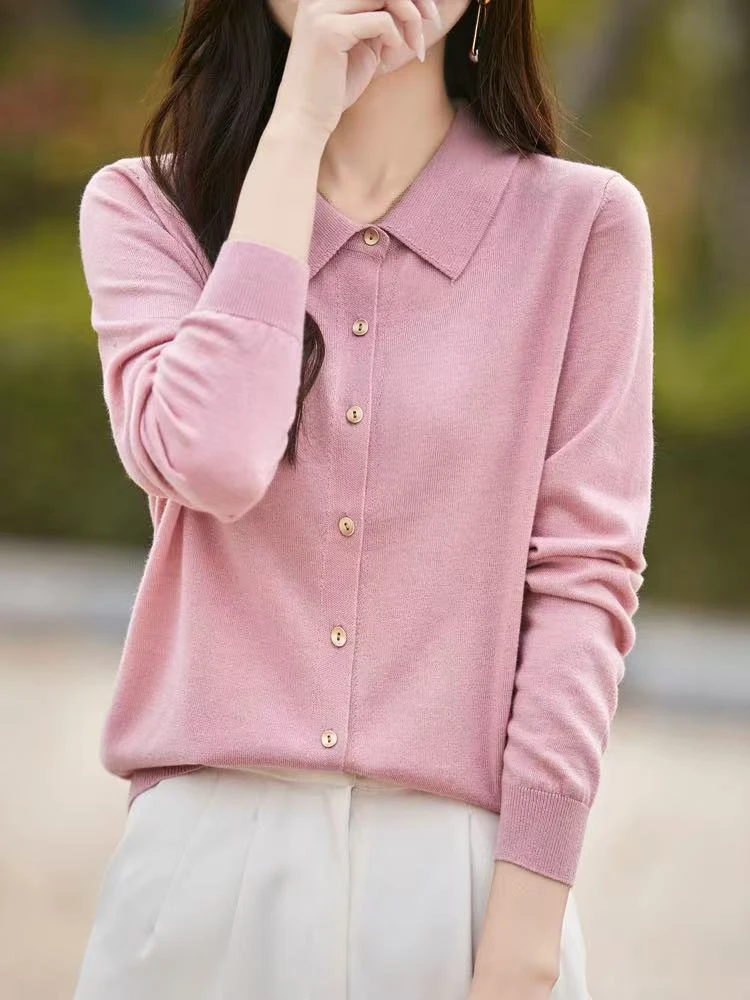 16针精纺羊毛空调衫防晒衫翻领POLO针织开衫衫春夏款