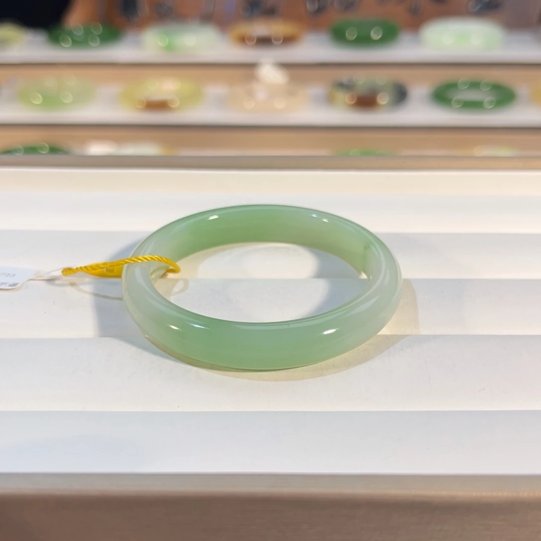 和田玉未镶嵌手镯新疆翠青白翠 天地翠