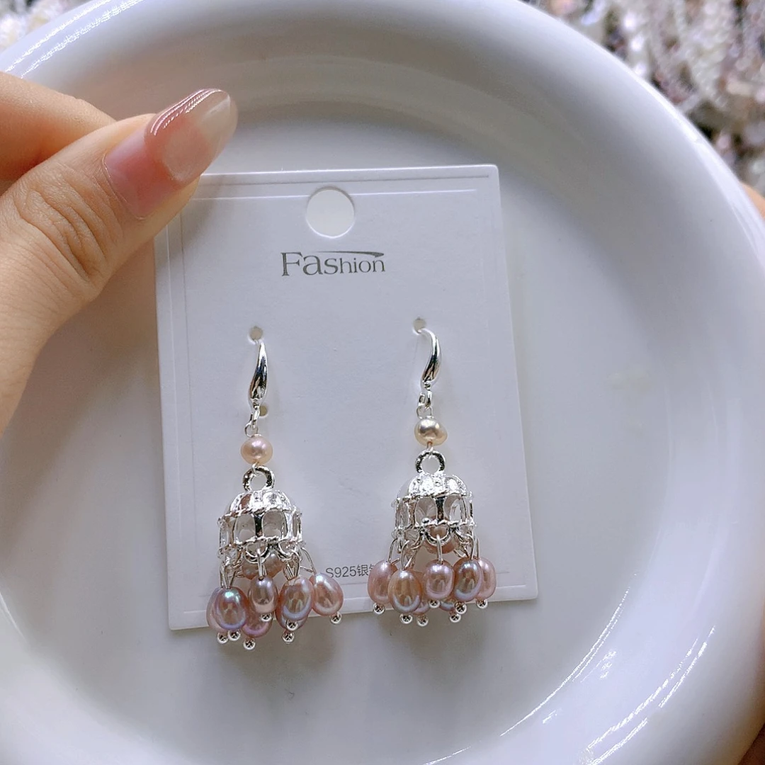 银S925镶嵌耳饰淡水珍珠
