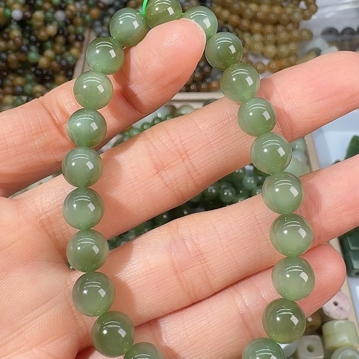 和田玉（碧玉）未镶嵌颈饰8mm猫眼